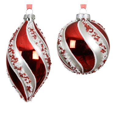 Merry Sweet 8cm Red & Silver Swirl Bauble