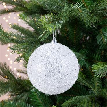 Decoris White Ice Shatterproof 10cm Bauble