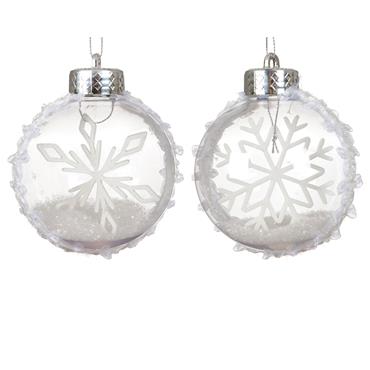 Decoris Ice White Snowflake Bauble 8cm 3 Ast
