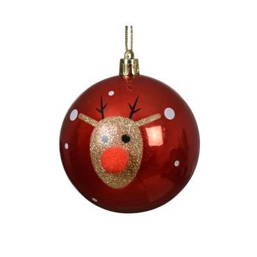 Decoris Red Nose Reindeer Bauble 8cm