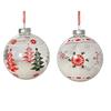 Decoris Glass Transparent Snow Bauble 8cm Ast