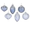 Decoris Blue Glass Bauble White Bead 8cm 6 As