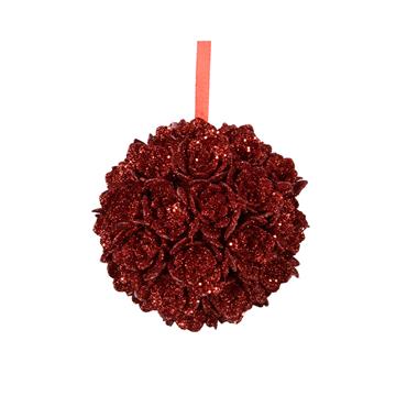 Decoris Ox Blood Red Foam Flower Bauble 10cm
