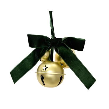 Bell Iron Emerald Green Bow Bauble 13cm