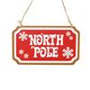 Red North Pole Wooden Sign 15cm