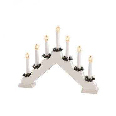 7 LIGHT WHITE WOOD CANDLEBRIDGE