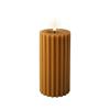 Led Candle Carved Wax Mustard 17.3cm