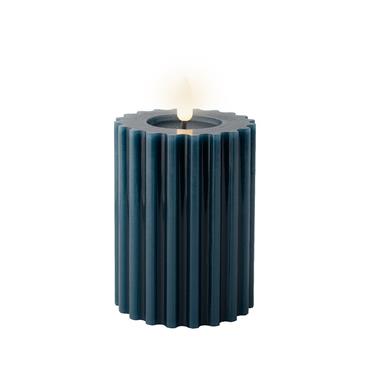 Led Candle Carved Wax Teal 12.3cm