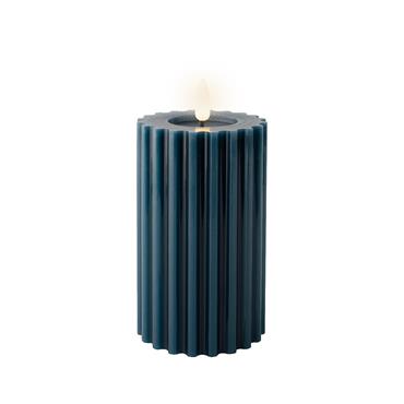 Led Candle Carved Wax Teal 14.8cm