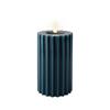 Led Candle Carved Wax Teal 14.8cm