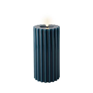 Led Candle Carved Wax Teal 17.3cm