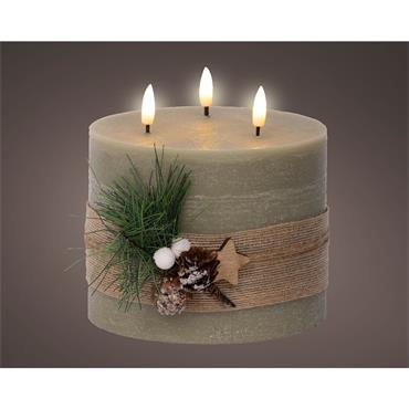 Led Candle Leafs Design Sage Green 15cm