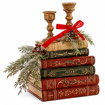 Book Stack Candle Holder Berry Picks 30.5cm