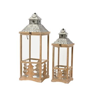Winter Cabin Lantern  Square 84cm