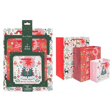 Eco Scandi Red/White Gift Bags 3 Pack