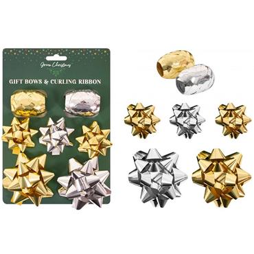 Foil Gift Bows & Curling Ribbon Gold/Silver
