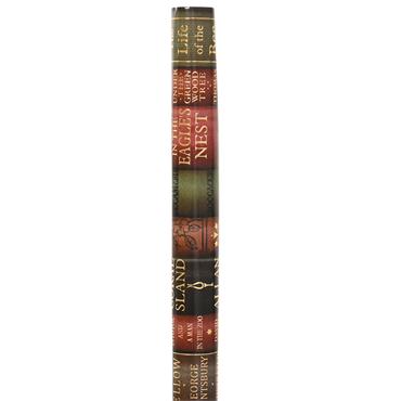 Bookcase Print Gold Foil Wrapping Paper