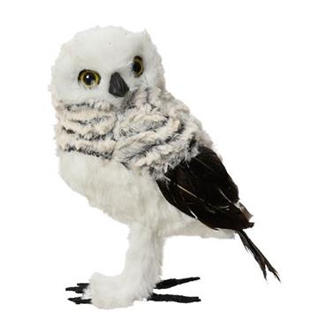 Snowy White Owl Standing Facing Left 21cm