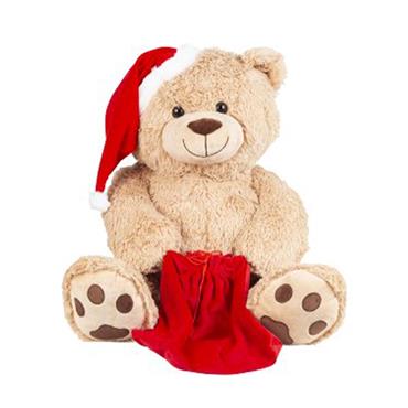 Christmas Bear With Santa Hat & Bag 100Cm