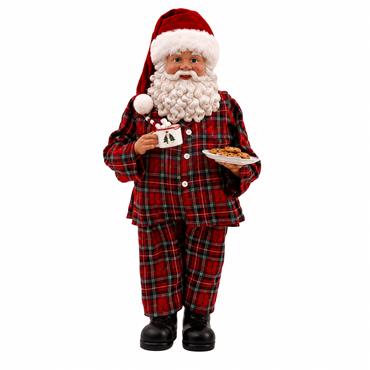 Tartan Santa Figure With Cookies 46cm
