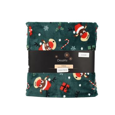 Merry & Sweet Green Throw Deer Print