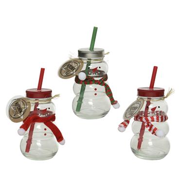 Merry & Sweet Snowman Drinking Glass 12.5cm A