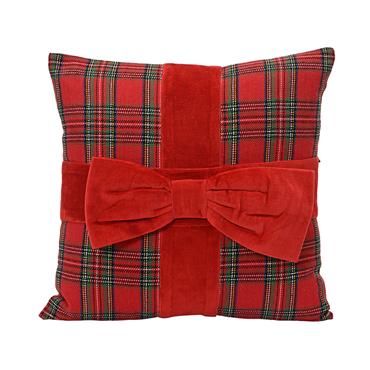Tartan Bow Tradtional Cushion Red 10cm