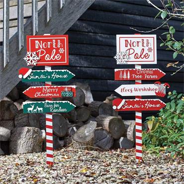 North Pole Santa Stop Here Sign 90cm 2 Assort