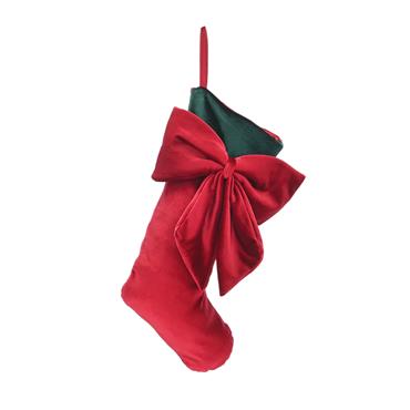 Red Velvet Stocking With Bow 46cm