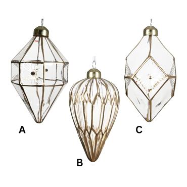 ORNAMENT GLASS TRANSPARENT WITH GOLD DETAIL