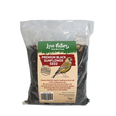 LOVE NATURE 1KG BLACK SUNFLOWER SEED BAG