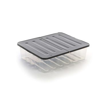30L  CURVED STORAGE BOX CLEAR WITH BLACK LID