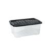 42L  CURVED STORAGE BOX CLEAR WITH BLACK LID
