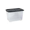 65L  CURVED STORAGE BOX CLEAR WITH BLACK LID