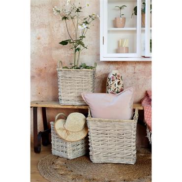 SQUARE FRENCH BASKET WITH PLASTIC LINER LARGE