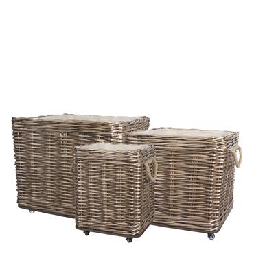 SQUARE FRENCH BASKET WITH WHEELS LARGE