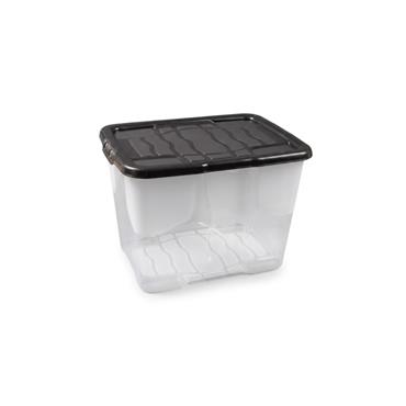 10L  CURVED STORAGE BOX CLEAR WITH BLACK LID