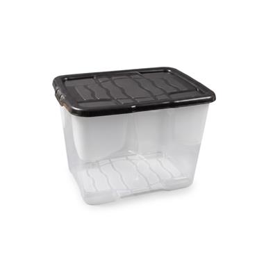 24L  CURVED STORAGE BOX CLEAR WITH BLACK LID