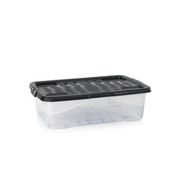 42L  CURVED  UNDERBED STORAGE BOX CLEAR WITH BLACK LID