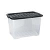 80L  CURVED STORAGE BOX CLEAR WITH BLACK LID