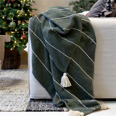 GREEN STRIPE AIX THROW 150CM
