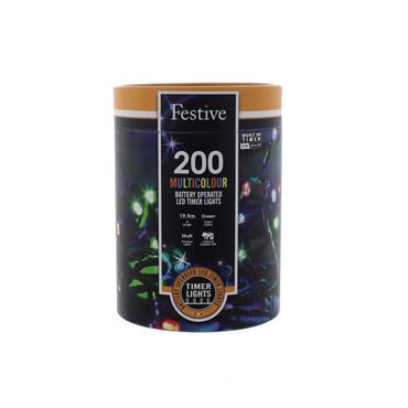 200 BO LED TIMER STRING LIGHTS MULTI COLOUR