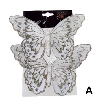 BUTTTERFLY CLIP FABRIC GLITTER 12CM