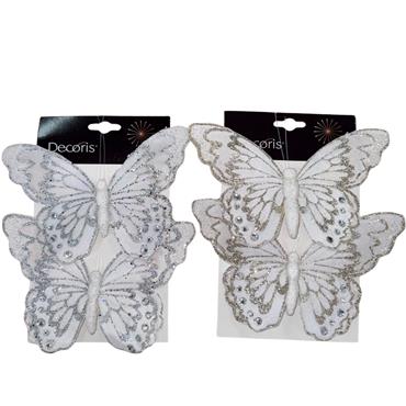 BUTTTERFLY CLIP FABRIC GLITTER 12CM