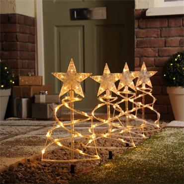 SET OF 4 PATHFINDER TREES WARM WHITE