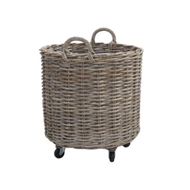 LARGE ROUND KUBU BASKET WITH WHEELS