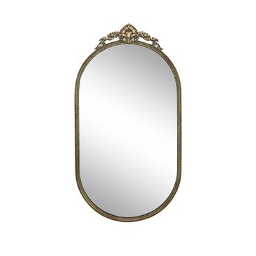 ANTIQUE BRASS MIRROR WITH PEARL EDGE H98CM