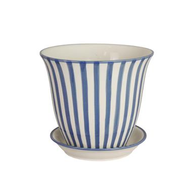 MIRIAM POT BLUE STRIPE 22CM