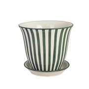 MIRIAM POT DARK GREEN STRIPE 22CM