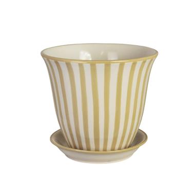 MIRIAM POT YELLOW STRIPE 22CM